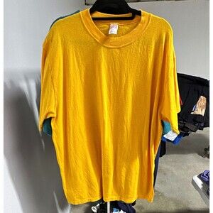 Soffe Men's Yellow Solid Crew Neck Short Sleeve T-Shirt Regular XL